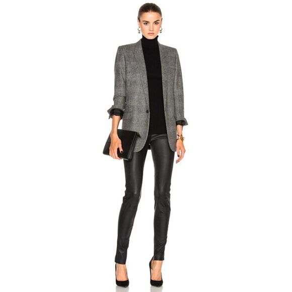 HELMUT LANG Womens Pants Size 4 Black Pull On 100% Leather Leggings PLONGE - Picture 1 of 11
